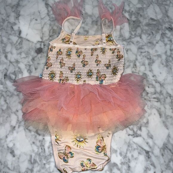 POSH PEANUT FIONA RUFFLED TULLE SMOCKED BODYSUIT DRESS 2T - Picture 6 of 8